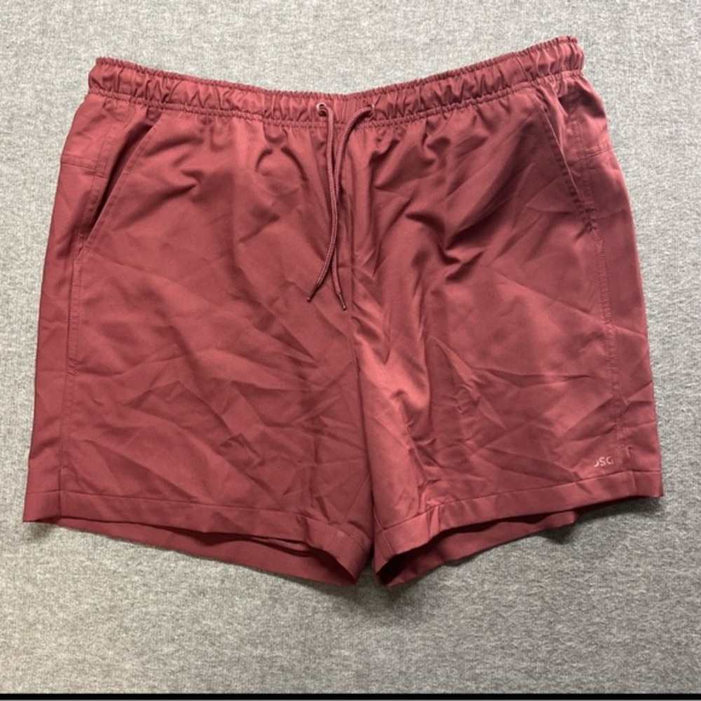 DSG Mens XL Burgundy Polyester Athletic Shorts With Drawstring Waist & Pockets